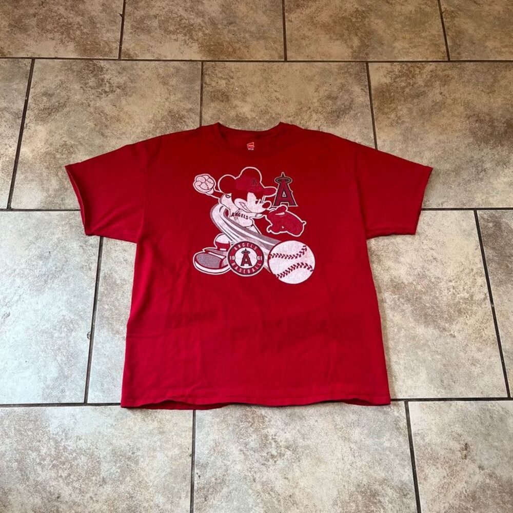 Vintage Disney Mickey Mouse Los Angeles Angels MLB Baseball T-Shirt size XL